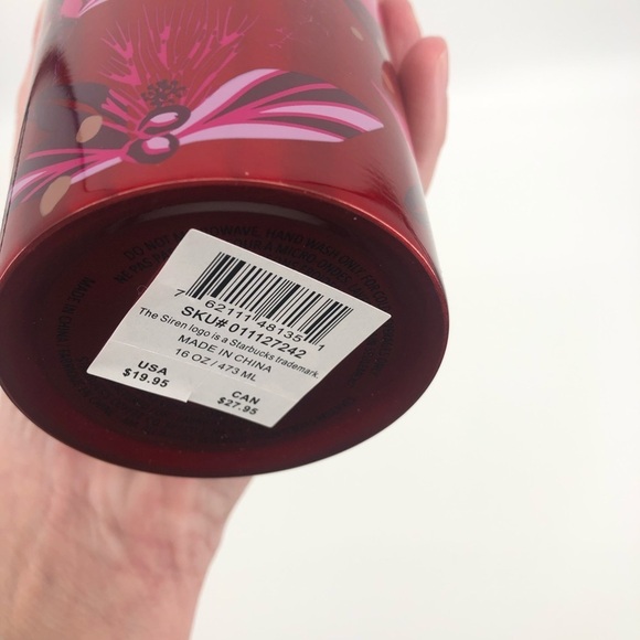 STARBUCKS Holiday 2021 Red Pine Pine Cone Holly Stainless Steel Tumbler NEW - Picture 7 of 8